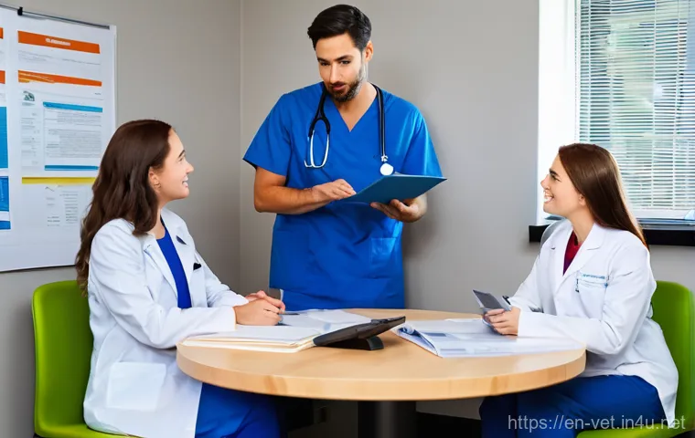 수의사 해외 학술지 논문 읽기 팁 - **Prompt 2: Global Veterinary Insights through Technology**
    "A male veterinarian in his early 40...