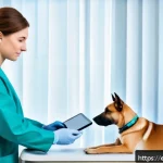 수의사와 간호사의 협력 사례 - A busy veterinary clinic scene showing a veterinarian and a nurse collaborating closely during a pat...